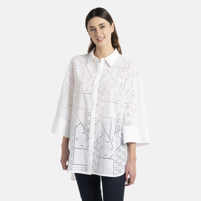 (image for) Camicia oversize in cotone sangallo Economici - Click Image to Close