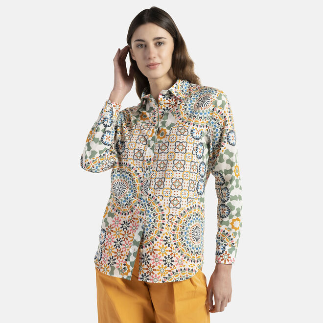 (image for) Scontate Camicia in cotone con stampa mosaico - Click Image to Close