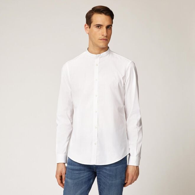 (image for) Camicia in cotone con collo alla coreana Outlet Shop Online