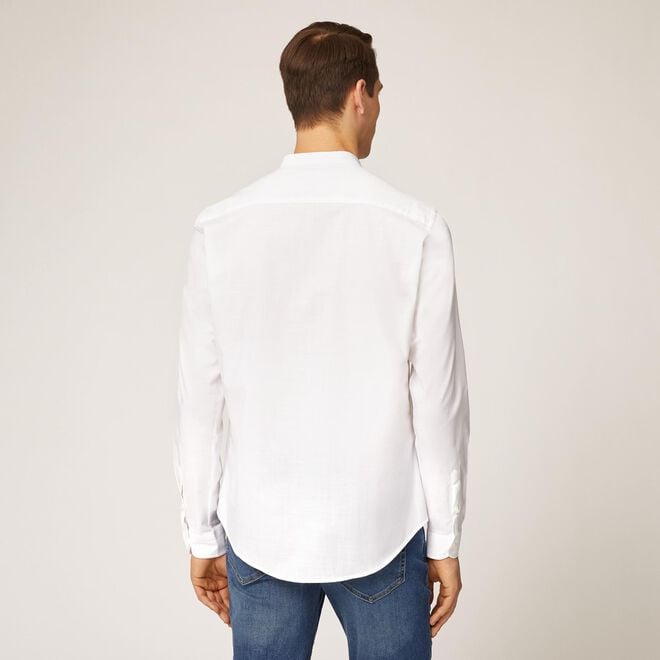Camicia in cotone con collo alla coreana Outlet Shop Online