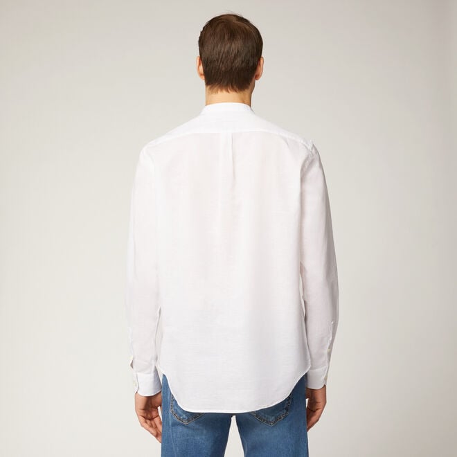 Acquisto Linen and cotton shirt with mandarin collar In Offerta