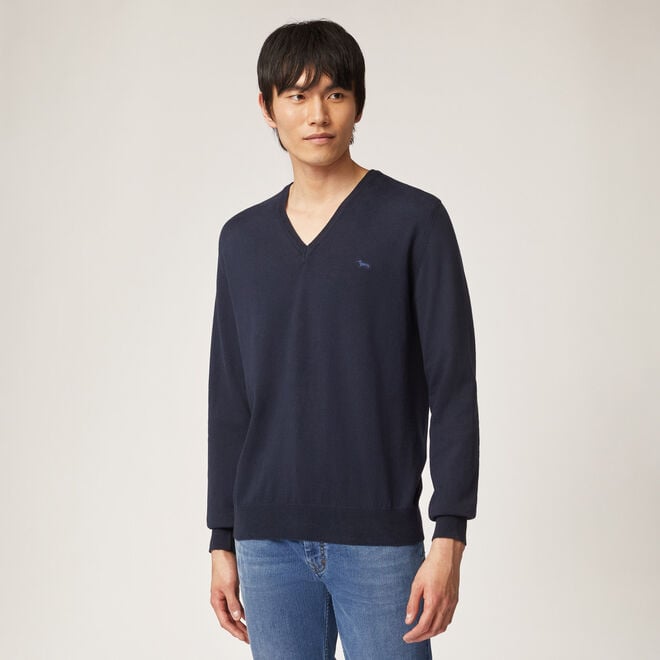 (image for) Cotton v-neck pullover In Offerta