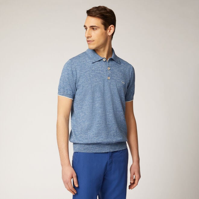 (image for) Prezzo Linen and cotton tweed polo shirt