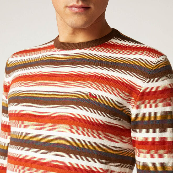 Crew-neck striped cotton pullover Outlet