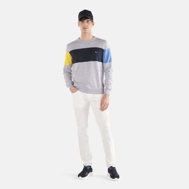 harmont & blaine outlet online Organic cotton crew-neck with contrasting bands Sconti Online