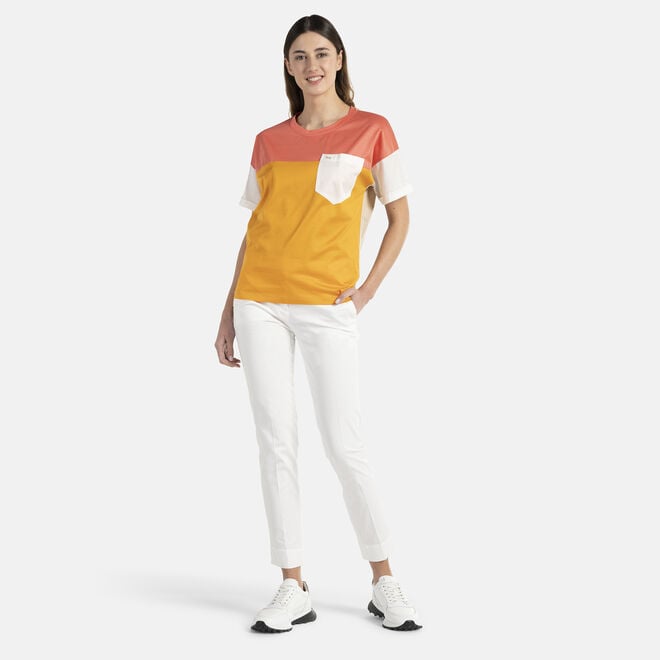 On Line T-shirt oversize color-block con taschino
