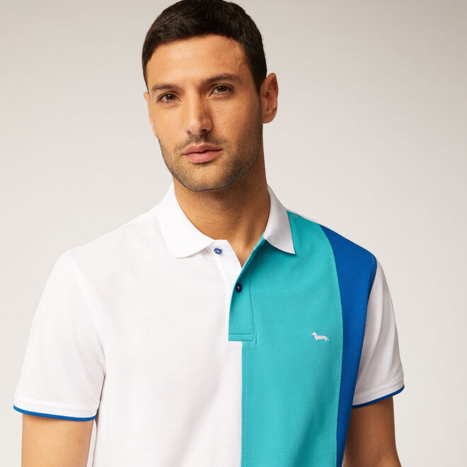 Colour-block cotton polo shirt Vendita Online